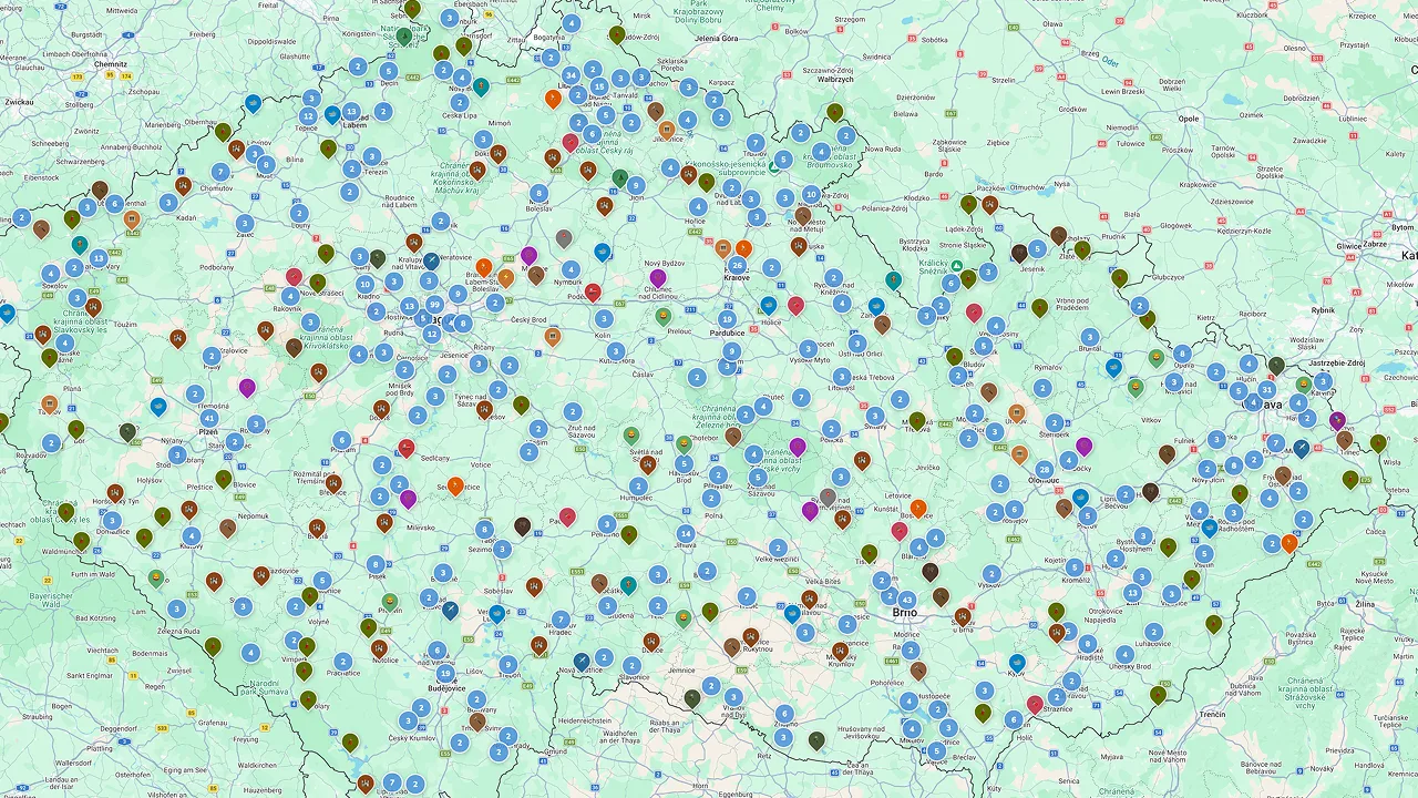 Mapa výletů a exkurzí
